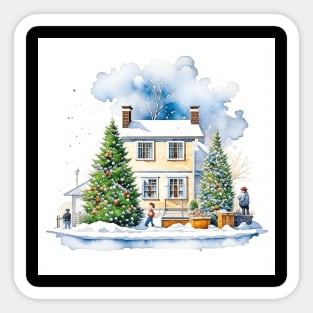 Winter Home Scene - Christmas Sticker